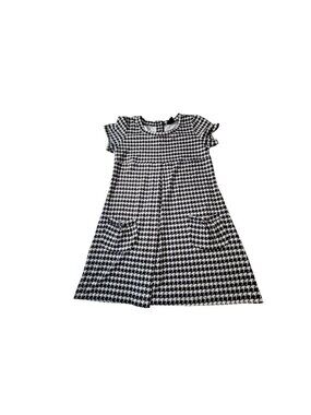 En Focus Womens Black & White Houndstooth A-Line Dress Size 14W Short Sleeve